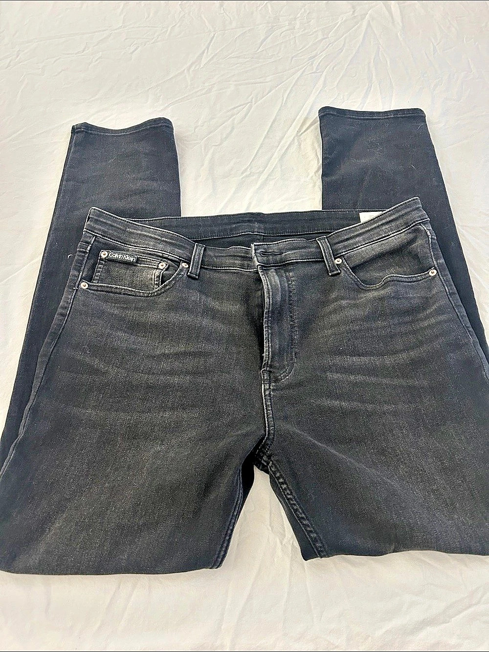 Calvin Klein Mid Rise Skinny Jeans Black Waist 38